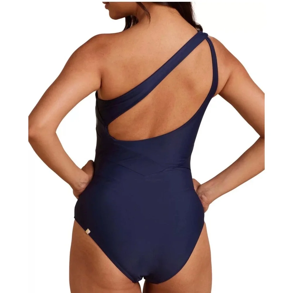 Summersalt The Sidestroke One Shoulder‎ One Piece Swimsuit Navy Womens Size 14